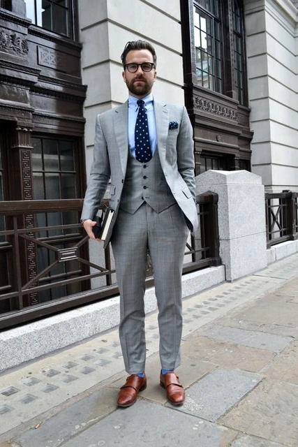 light gray suit