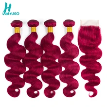 HairUGo Peruvian Hair Bundles With Closure Body Wave Bundles With Closure Ombre Human Hair Bundles With