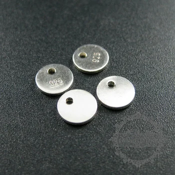 

6mm diameter 925 sterling silver solid silver round plain plate engraving charm pendant DIY supplies 1820304