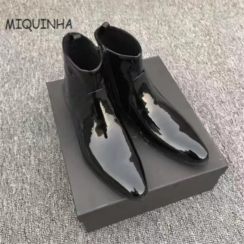 New Designer Side Zipper Chelsea Ankle Boots Pointed Toe Bota Masculina Shoes Men Boots Sapato Masculino Erkek Bot Botas Hombre