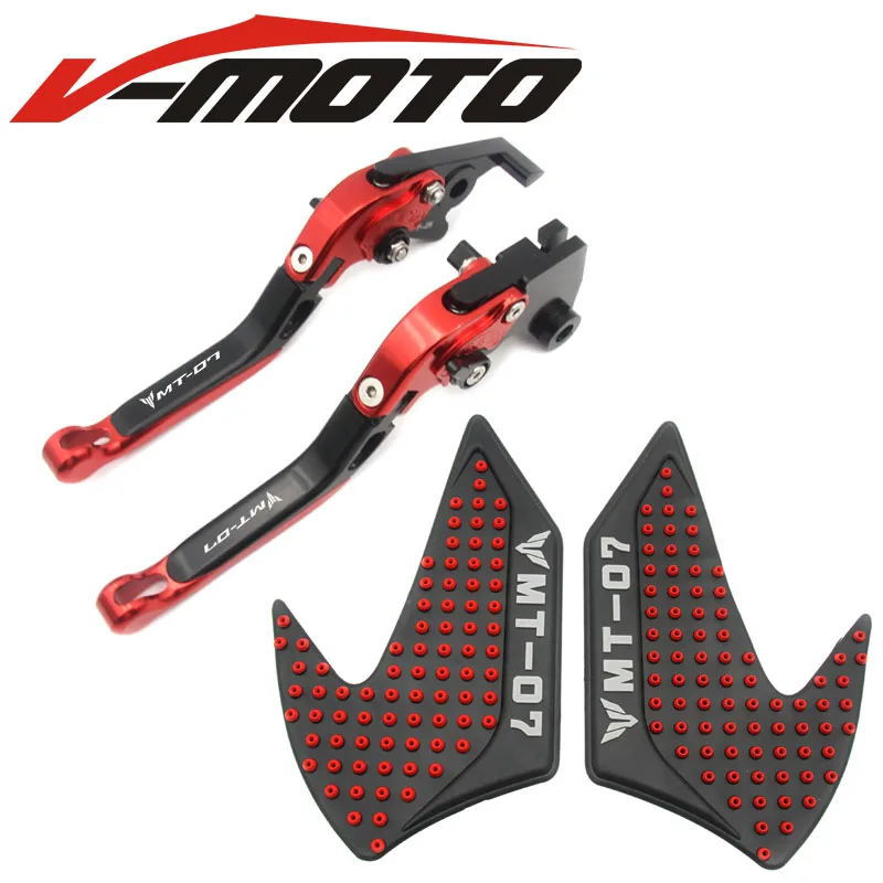 

Logo(MT-07) For Kawasaki MT-07 MT07 14-16 CNC Adjustable Motorcycle Brake Clutch Levers & 3M Tank Traction Side Pad slip sticker