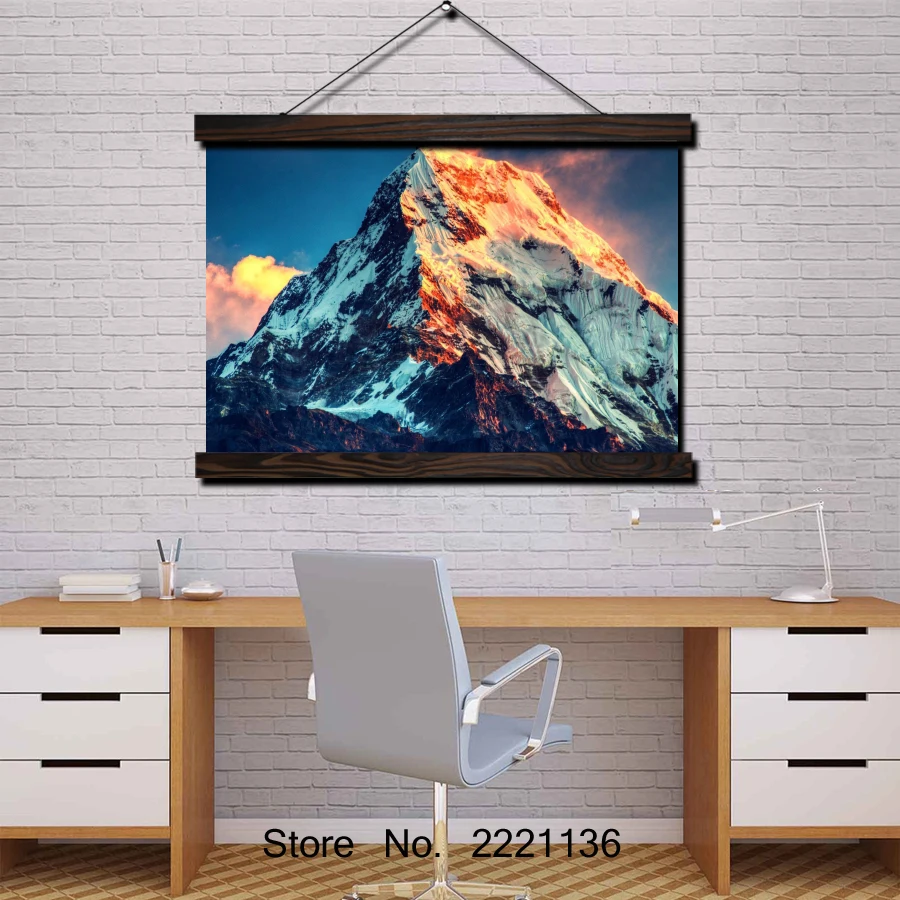 

Mount Everest Sunset HD Scroll Painting Modern Home Framed Hanging Wall Decoration Artworks in High Definition Print Poster