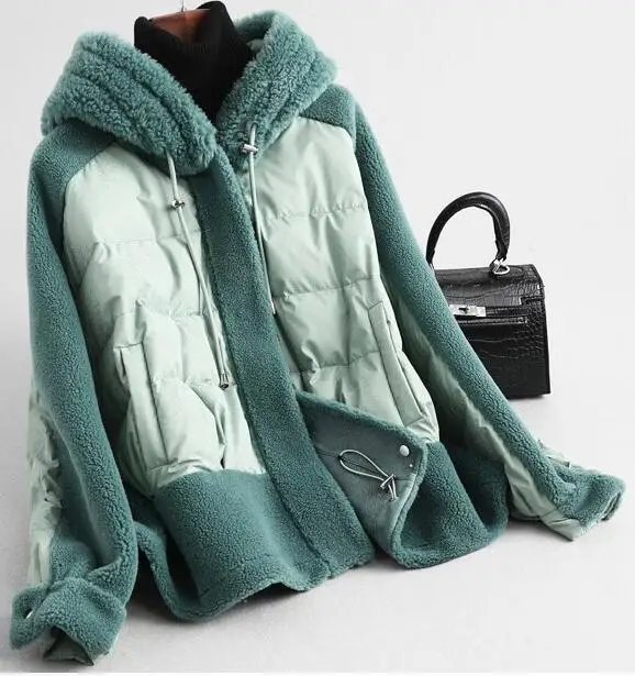 ZiZhen, шерстяные куртки с утиным пухом, пальто с капюшоном, женские карманы, короткие, зима, осень, повседневные, пэчворк, 190612-4, KQN59331 - Цвет: color 1