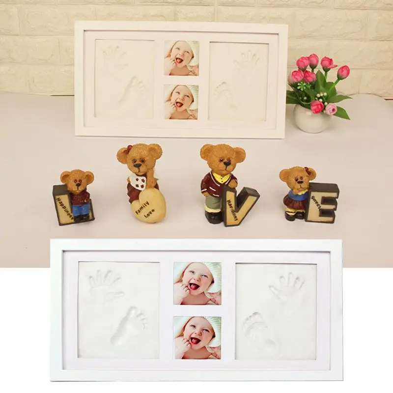 Creative DIY Kids Handprint Footprint Pictures Display Wood Photo Frame Souvenirs Commemorate Growing Memory Baby Shower Gift