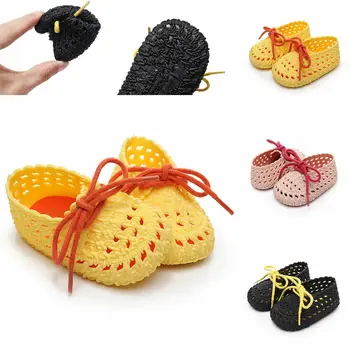 

US 2019 Infants Newborn Baby Girl Non-Slip Plastic Bow Summer Buckle Hole Shoes