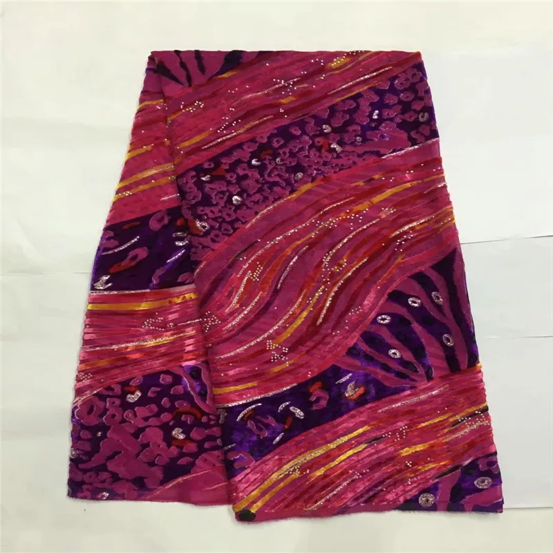 

African silk Burnt-out flannel velvet fabric perspective silk fabric for dress clothing silk velvet fabric silk cloth LXE070706