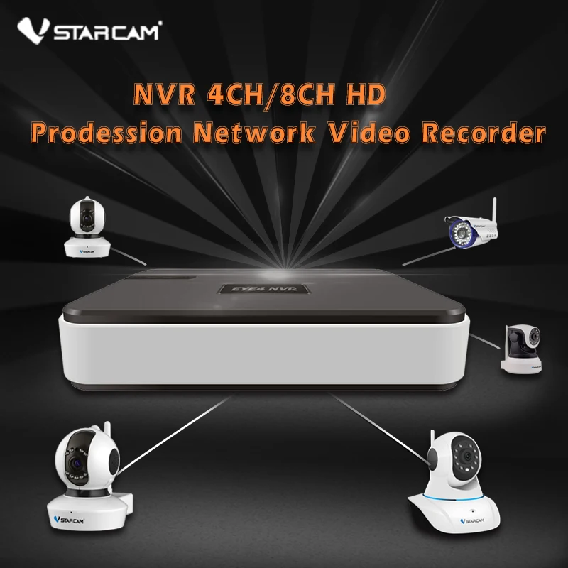  VStarcam 4CH NVR Audio Input HDMI Network Video Recorder Resolution 1280*1024 Onvif Cloud Storage Support VStarcam IP Camera 