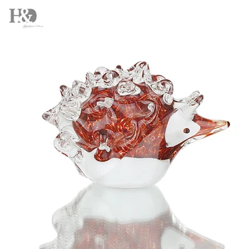 

H&D Glass Mini Hedgehog Figurine Home Decor Modern Animal Statuettes Home Decoration Accessories for Gift Table Car Ornaments