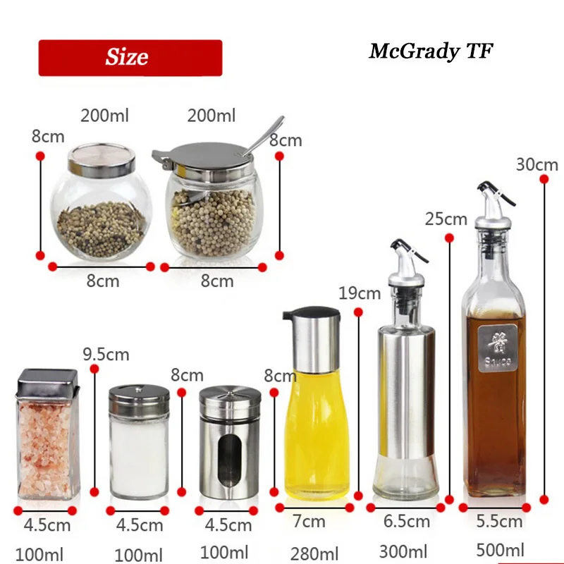 Набор Приправы Стекло приправа Бутылочки Кухня контейнер приправа jar оливкового масла баночки для специй соль и перец chilisauce