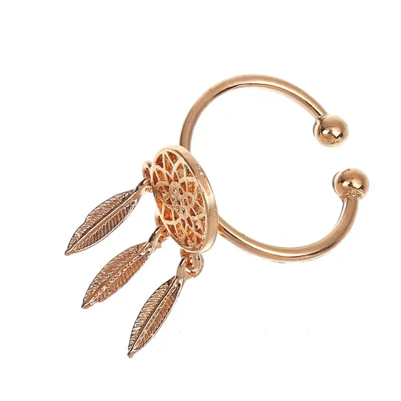 

MISANANRYNE New Fashion accessories Summer Style Bohemian Feathers ring Gold Color ring Adjusatable ring