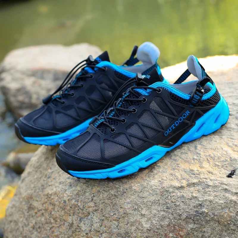 في الهواء الطلق الرياضة المنبع أكوا أحذية الانزلاق على الهواء شبكة الرجال الصيد السباحة المياه الشاطئ الأحذية بارد الصيف المشي السفر النساء...