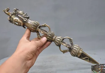 

wedding decoration old Tibetan bronze temple Tara Mahakala Vajra Dorje Phurpa Exorcism Talisman
