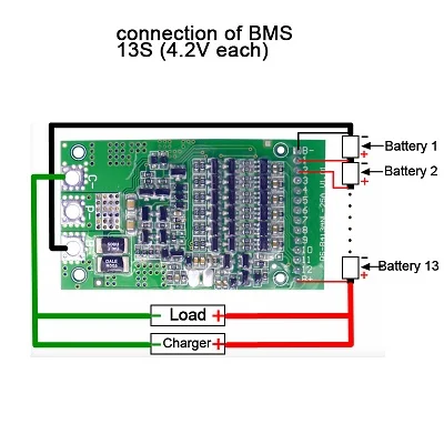 BMS 6S 7S 8S 9S 10S 11S 12S 13S 3,6 V 4,2 V 25A Регулируемый BMS литий-ионный аккумулятор 18650 система защиты платы модуль PCB PCM - Цвет: 4.2V 25A 13S BMS