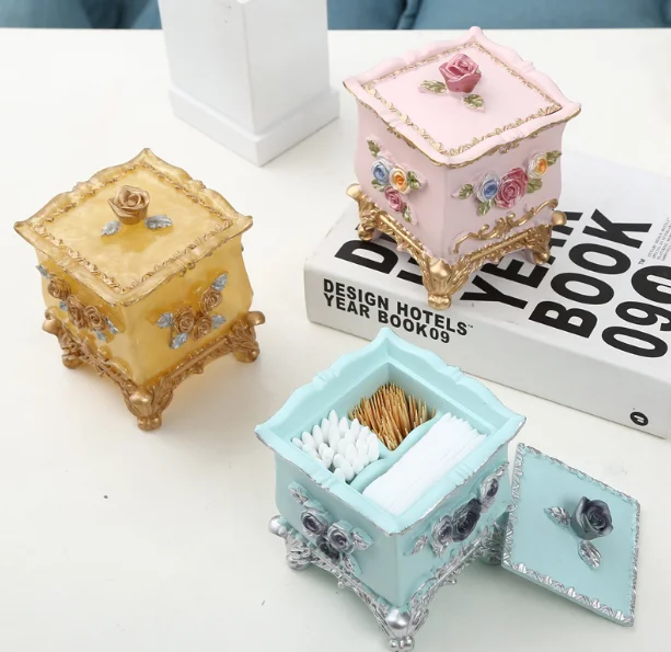 NEW Resin Cotton Bud Holder Toothpick Case Cotton Swab Box Dispenser