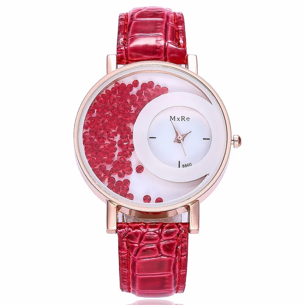 

Dropshipping Fashion Women Rhinestone Watch Luxury Leather Women Dress Watch Casual Quartz Watches Gift Clock Relogio Feminino