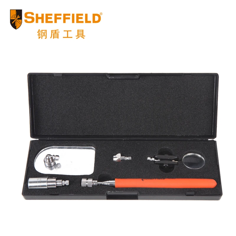 

SHEFFIELD S117013 5 IN 1 Retractable mirror detection Pick up Magnifier with LED lights Vehicle maintenance tools