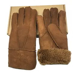 Женские перчатки зимний теплый шерстяной варежки перчатки из натуральной кожи шерсть меховые перчатки милые девушки перчатки из овечьей