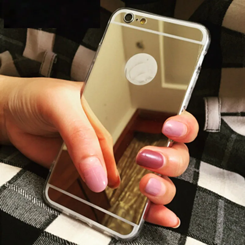 

Mirror Mobile Protector Shell for iPhone 6 6s 1 Pc/lot Soft TPU Clear Plating Back Cover Cell Phone Case