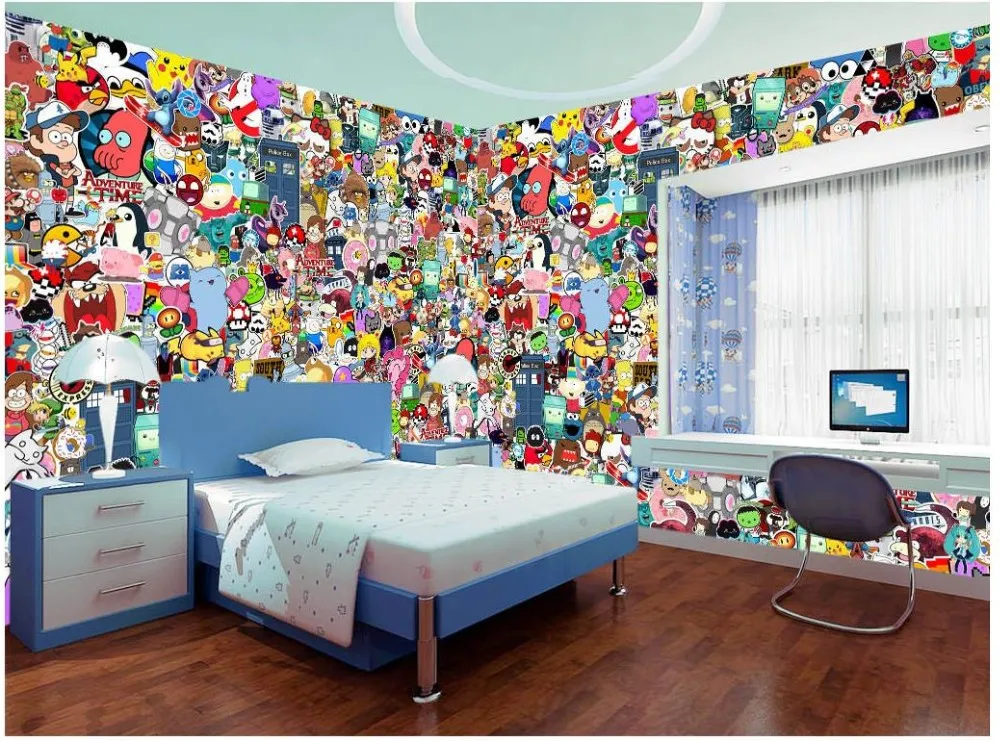 Пользовательские фото обои 3d настенные фрески обои мультфильм животных граффити стены Детская комната фон обои домашний декор