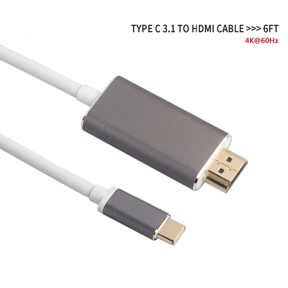 USB C к HDMI 4K 60Hz 6 футов Тип C к HDMI кабель Thunderbolt 3 конвертер для MacBook Pro Pixel Sansung S8 S9 huawei Mate10