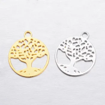 

100pcs 11.5x10x0.3mm Brass Flat Round with Tree of Life Charms Necklace Pendant Jewelry Accessory Making Man Women Jewelry F60