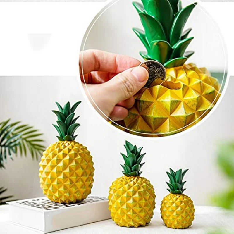 

Pink White Resin Pineapple Money Storage for Home Decorative Desktop Miniature Ornaments Biggy Bank Decoration