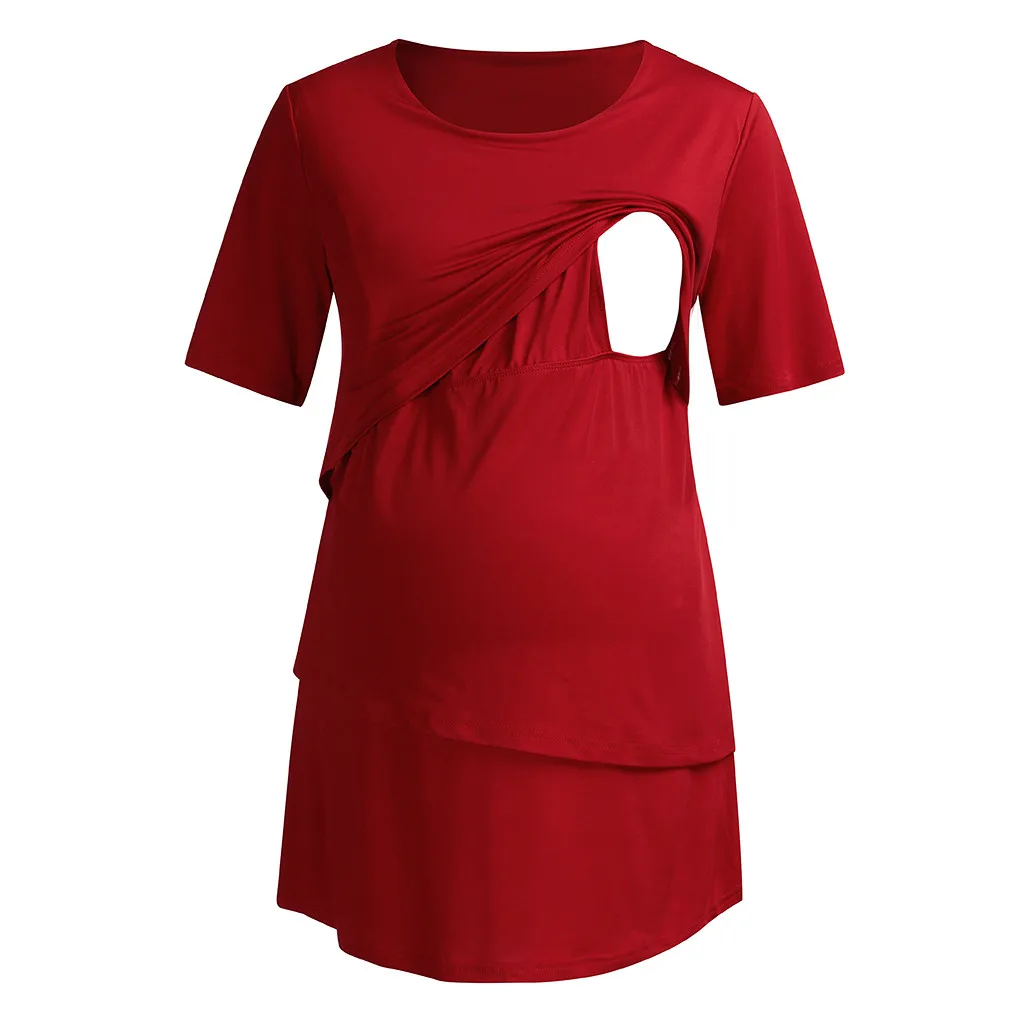 Vetement femme 2019 для женщин беременных топы для беременных и блузки для малышек короткий рукав Твердые Топы корректирующие Грудное