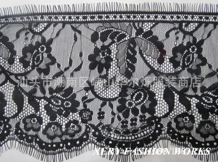 

FREE SHIPPING 15cm wide 3yards per length jacquard non-elastic lace eyelash, XERY0111M