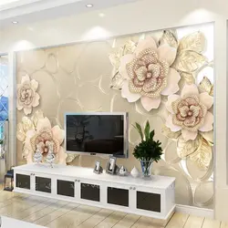 Beibehang пользовательские обои 3d панно Золотой Алмазный цветок стеклянные стена-фон с ювелирными украшениями бумага для рисования де parede 3d