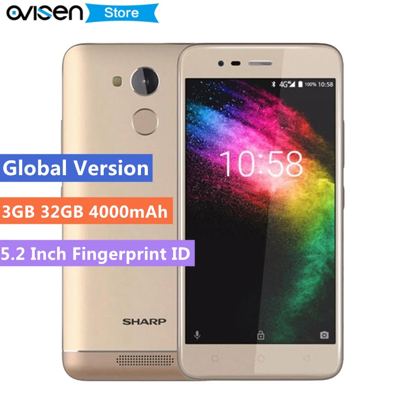 Смартфон Sharp R1 4G LTE с глобальной версией 5 2 дюймов android 7 0 MT6737 3 ГБ 32 телефон 13 МП 4000