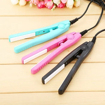 

1PC Mini Ceramic Hair Care Curl Straightener Flat Iron Perm Splint Tourmaline US Plug Curling Irons Styling Tools High Quality