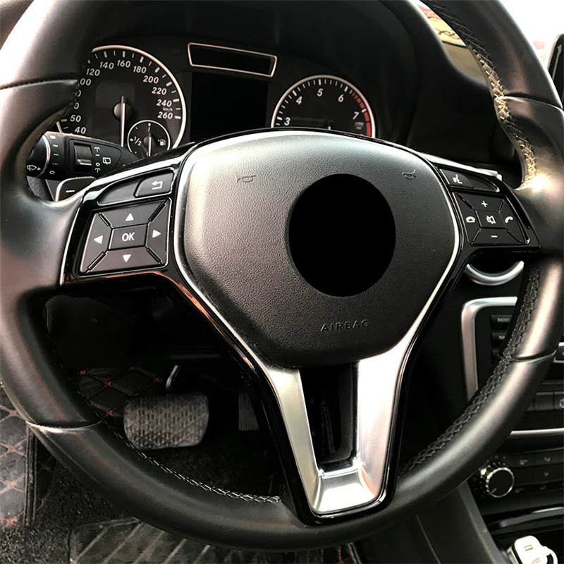 

Car Steering Wheel Buttons Frame Decoration Cover Trim ABS For Mercedes Benz C Class W204 GLK CLS Carbon Fiber Color Decals