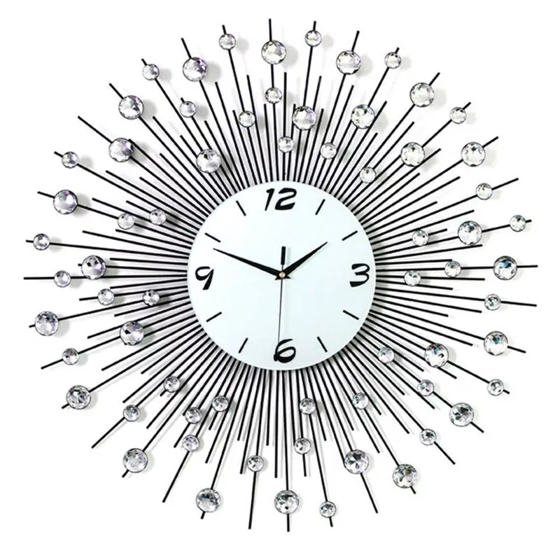 3D большие настенные часы современный дизайн домашний декор настенные часы гостиная 64 шт бриллианты декоративные кованые бесшумные часы 60-75 см
