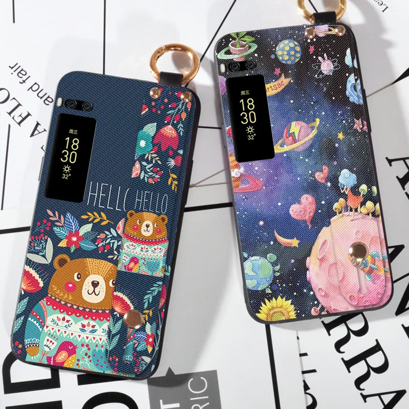 

Wrist Strap Cases For Meizu Pro 7 Pro7 Ring Kickstand Soft TPU Case For Meizu Pro 7 Plus Fashion Cute Bear Cover