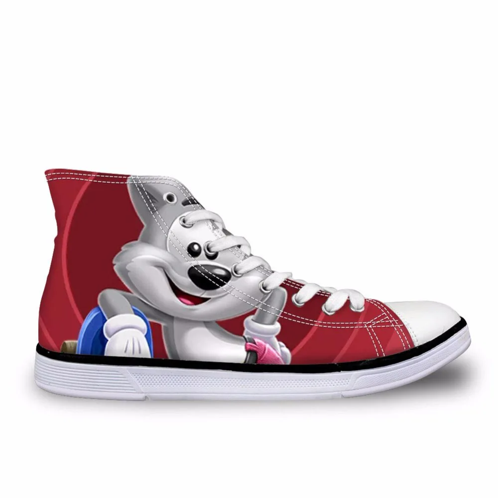 3D Toon Blast Prints High Top Leisure Canvas Shoes for Women Fashion Spring Vintage High-top Vulcanize Shoes Woman Blasting Gun