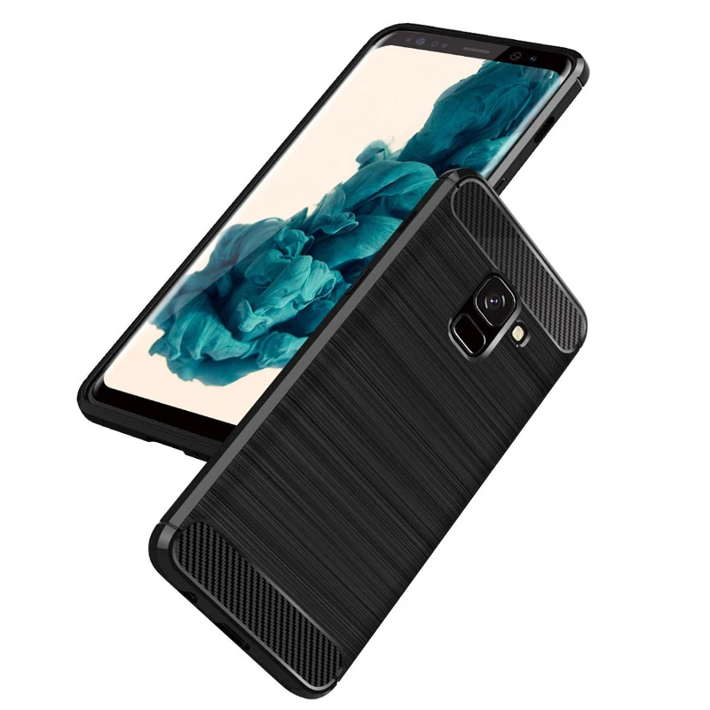 

Phone Case for Samsung Galaxy A8 Plus 2018 Carbon Fiber Soft TPU Silicone Brushed Anti-knock Back Cover for Galaxy A8 2018 Cover