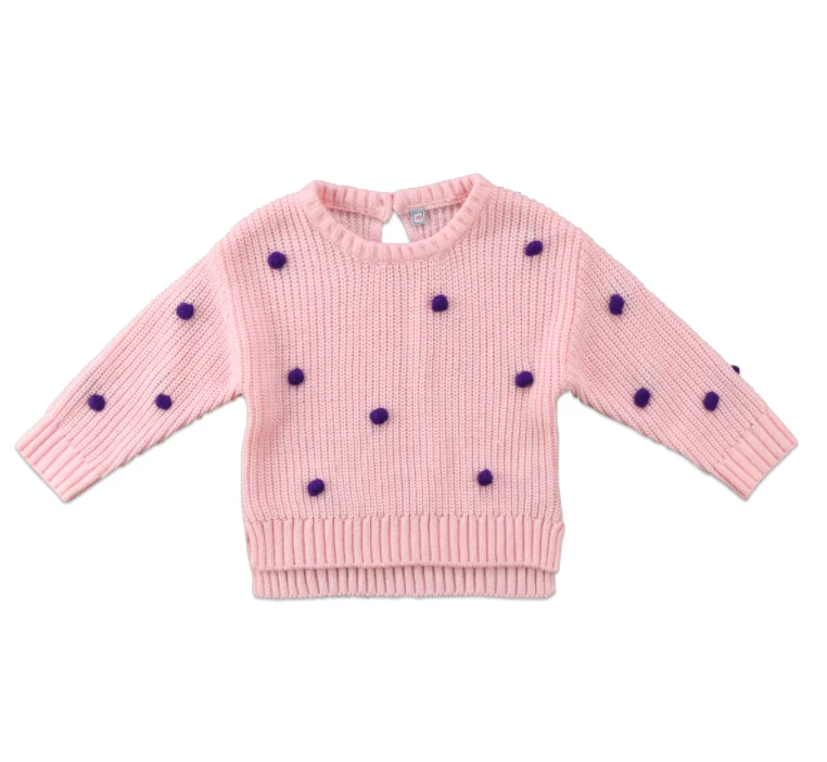 США; детские блузки для маленьких девочек; рубашки; вязаный пуловер с длинными рукавами; топы с фиолетовыми шариками; зимние рубашки в полоску