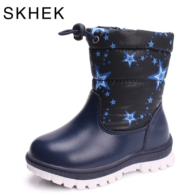 

SKHEK Winter Warm Wool Cloth With Soft Nap Of Rabbit Hair Fur Rubber Soles Children Snow Boots Kids Shoes For Girls Boots