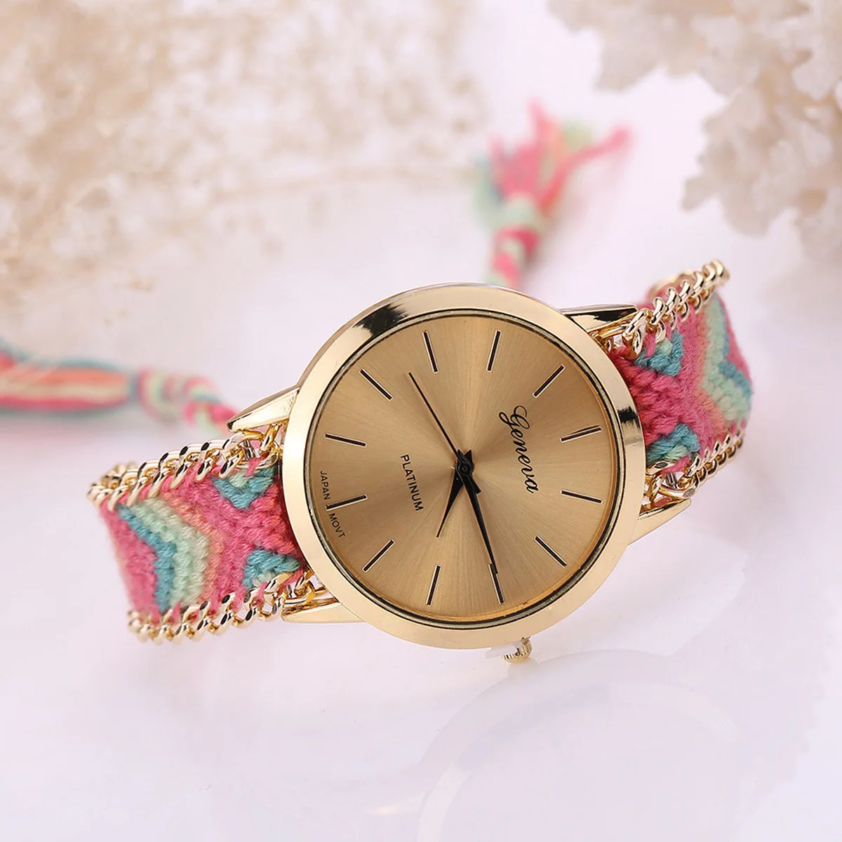 Fashion Handmade Casual Geneva Quartz Women Girls Braided Colorful Friendship Bracelet Watch Relogio Feminino Gift Dress Watches