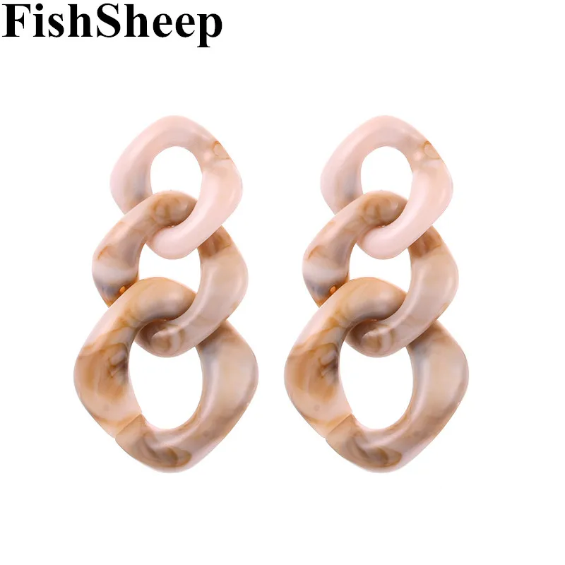 

FishSheep Vintage Acrylic Chain Long Earrings 2018 For Women Boho Geometric Resin Dangle Drop Earrings Fashion Jewelry Brincos