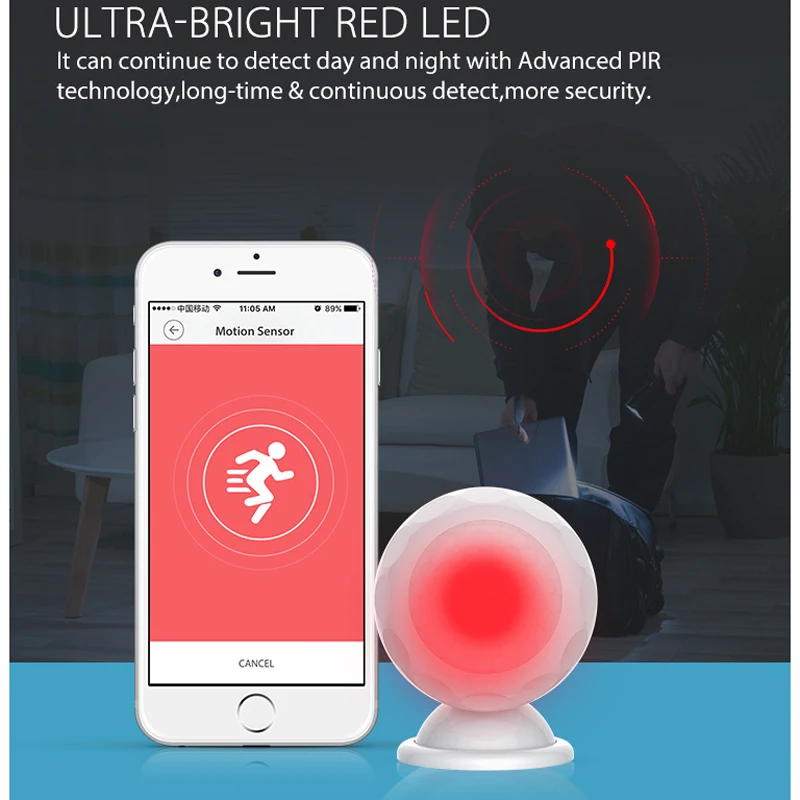 Беспроводной Wi-Fi PIR датчик движения с питанием от батареи домашняя интеллектуальная безопасность через приложение для iphone Ipad Android