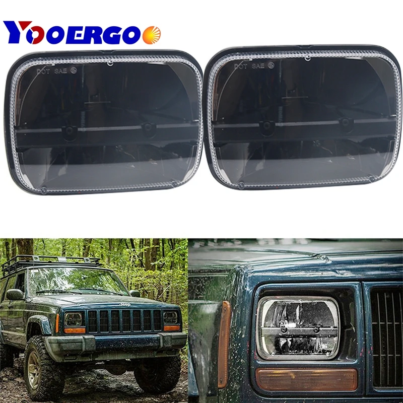 

YAIT 2pcs for jeep XJ Cherokee 5x7" Rectangular led headlight 6x7 square LED truck head lamp lighting headlamp for MJ Comanche