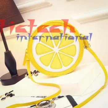 

by dhl or ems 50pcs Round Lemon Orange Pattern Zipper Crossbody Women Messenger Bag Satchel Purse Shoulder Mini Bags Ladies