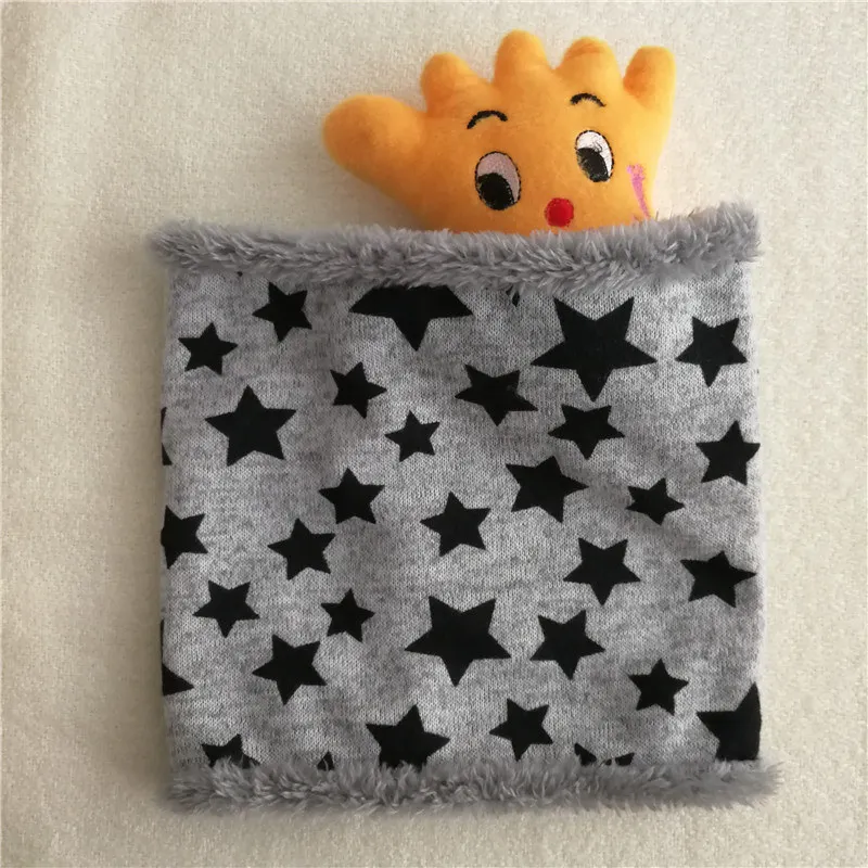 Gray and Black Stars Новинка; зимний шарф с кругами; Детские шарфы; пять звезд; нагрудник для мальчиков и девочек; хлопковый Детский шарф; мягкие теплые шарфы с кольцом - Цвет: Gray and Black Stars