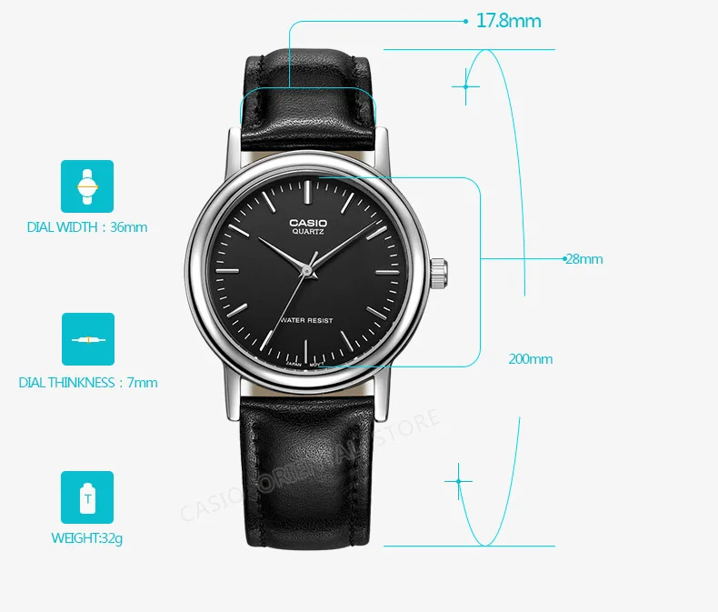 Casio классические часы Мода и Повседневное кварцевые наручные часы Мужчины Relogio feminino часы кожаный ремешок Водонепроницаемый 3 бар натуральная MTP-1095