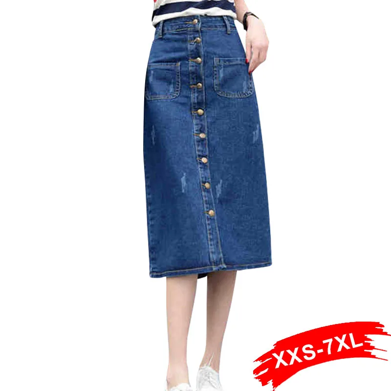 plus size button down denim skirt