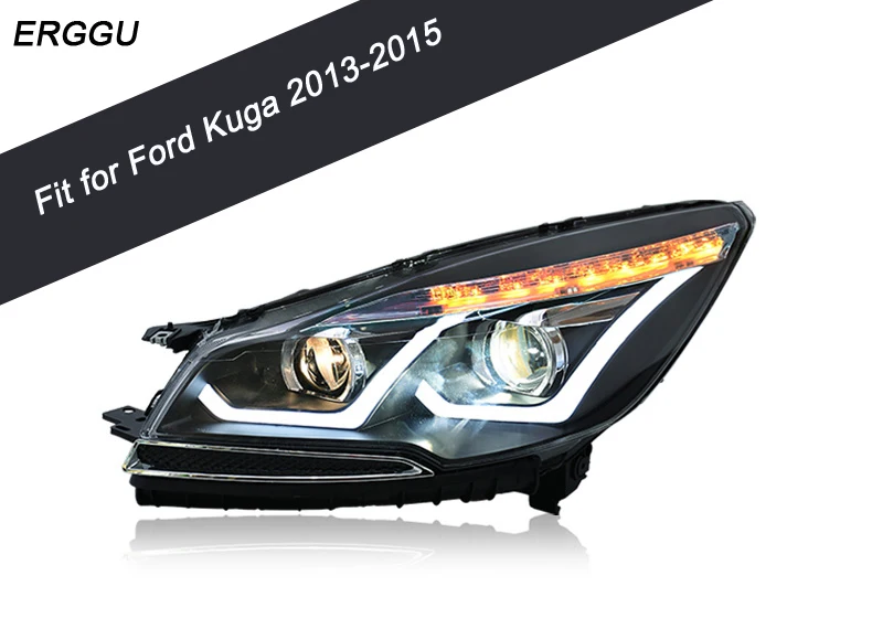 Car Styling For Ford Kuga Headlights 2013 2015 Kuga LED Headlight DRL Lens Double Beam H7