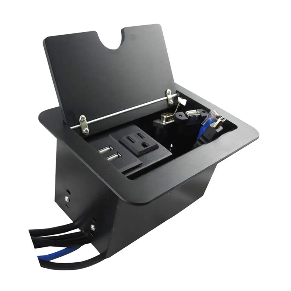 2019 Conference Table Cable Cubby with USB Charger, US Power and VGA