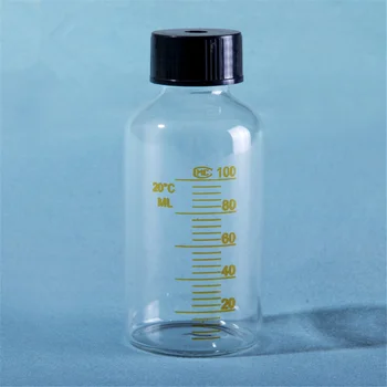 

100ml Transparency Glass Bottle with scale black screw cap