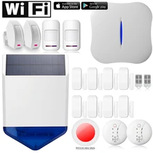 Chuangkesafe Sirena Solar W1 WiFi APP teléfono PSTN Sistema de Alarma Antirrobo de Control remoto para la Seguridad Casera 246 Kits